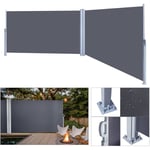 Hengda - Auvent latéral Brise Vue Rétractable de Balcon Jardin Terrasse Occultant Double en pvc et Aluminium 6 m x 1.6 m Gris