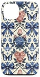 Coque pour iPhone 13 Esthétique bleu clair arcs roses et papillons motif mignon