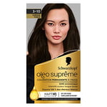 Schwarzkopf – Oleo Suprême – Coloration Permanente à l’Huile – Couleur et Eclat Longue Durée – sans Ammoniaque – Couvre 100% des Cheveux Blancs – HaptIQ Système – Châtain Foncé 3-10