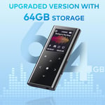 64GB MP3 Players ZOOAOXO Music Player with Bluetooth 5.2 Built-in HD Speaker