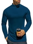 Ekouaer Haut Thermique Homme Maillot de Corps à Manches Longues sous-Vêtements Chauds avec Micro-Polaire intérieure Automne/Hiver Bleu M