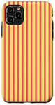 Coque pour iPhone 11 Pro Max Jaune corail rose rayé Esthétique Girly Preppy Stripes