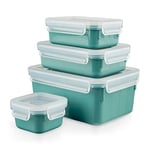 Tefal Masterseal Colour Edition Vert d'eau rectangulaire Set 4 pièces, 100 % hermétique, 100 % sans danger, compatible lave-vaisselle, coloris tendance N1031010