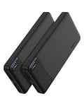 AsperX Batterie Externe Lot de 2, 10000mAh Power Bank, Batterie Externe Charge Rapide USB C Input & Output Powerbank Compatible avec iPhone, Samsung, Huawei, iPad, Tablette (Noire et Noire)