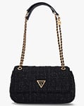 Guess Giully Black Convertible Tweed Cross-Body Bag