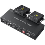 Hdmi Extender Splitter Via Cat5E/6 165Ft 1 In 2 Out 1X2 Port Transmission Ajouter Deux Loop Hdmi Out Balun Ethernet Supporte 1080P Hdcp Edid Poc Une Alimentation Pour Travailler Avec