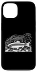 Coque pour iPhone 13 Line Art Poisson Aquariste & Ichtyologiste Truite arc-en-ciel