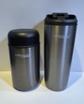 Thermos Thermocafe Insulated Gun Metal 400ml Food Flask & 435ml Travel Mug Set