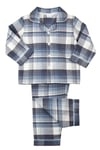 Mini Vanilla Boys Cotton Check Traditional Pyjama Set - Blue - Size 9-10Y