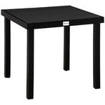 Outsunny trädgårdsbord 4 personer kompakt matbord lättskött aluminiumbord trädgårdsmöbler plast svart 80x80x74cm |