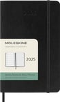 Moleskine Weekly Planner, Agenda Hebdomadaire avec Espace pour Notes 12 Mois 2025, Couverture Souple et Fermeture Élastique, Couleur Noir, Format Pocket 9x14 cm