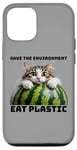 iPhone 12/12 Pro Save The Environment Eat Plastic Funny Microplastics Cat Case