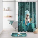 Rideau de Douche "Doggy Zen" 180x200cm Vert