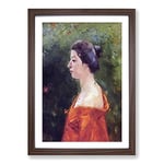 Big Box Art Women in Red Clothing by Kuroda Seiki Framed Wall Art Picture Print Ready to Hang, Walnut A2 (62 x 45 cm)