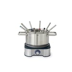 Lacor - 69399 - Fondue Électrique, Fromage Fondu et Chocolat, Avec 8 Fourchettes, Pot Amovible, Fond Thermodiffuseur, Thermostat Réglable, Acier Inoxydable, 1500W