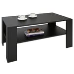 Idimex - Table basse lorient, table de salon rectangulaire avec 1 étagère espace de rangement ouvert, en mélaminé noir mat - Noir