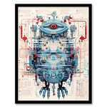 Artery8 Bird Robot Hybrid Schematic Blueprint Futuristic Secret Spy Cam Complex Arcane Manuscript Gift For Him Man Cave Artwork Framed Wall Art Print A4