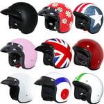 Leopard LEO-604 Casque Jet Moto Vintage ECER Homologué Homme Femme - #09 Union Jack M (57-58cm)