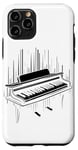 Coque pour iPhone 11 Pro Clés de piano Esquisse Jazz Musique Pianiste