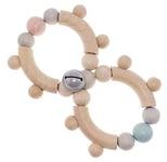 Hess-Spielzeug- Hess 11094 Hochet Forme de Huit avec pièces Mobiles pour bébé à partir de 6 Mois Naturel, 10204399, Bois, Rose, Bleu Clair