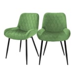 Set 2 chaises de salle à manger rembourrée velours vert sauge fauteuils moderne