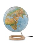 TECNODIDATTICA Atmosphere FC2 Globe terrestre pivotant lumineux avec base en bois d'érable et cartographie physique/politique, diamètre 30 cm