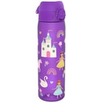 Ion8 Gourde, 500ml, Anti-Fuite, Facile à Ouvrir, Verrouillage Sécurisé, Lavable en Lave-vaisselle, Sans BPA, Poignée de Transport, S'adapte aux Porte-gobelets, Facile à Nettoyer, Motif Princesse