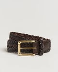 Ralph Lauren Purple Label Braided Leather Belt Dark Brown Calf