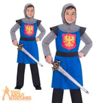 Kids Medieval Knight Costume Boys Historical World Book Day Fancy Dress Outfit