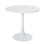 MEUBLE COSY Table Salle à Manger Ronde Scandinave 2-4 Personnes pour Salon Cuisine, en Bois d'ingénierie et métal, Blanc, 80x80x73cm