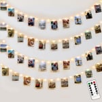 Kolpop 100LED Photo Clip String Lights with Remote and Timer, 10M Photo Peg Fairy Lights Indoor with 50 Clips Battery Powered Hanging String Photo Display for Bedroom Birthday Wedding Party Decoration