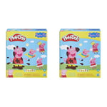 Play-Doh Peppa Pig Stylin Set with 9 Non-Toxic Modeling Compound Cans and 11 Accessories, Peppa Pig Toy for Kids 3 and Up, Multicolor, 6.68 x 18.42 x 21.59 cm (Pack of 2)