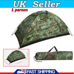 Camouflage UV Protection Tent One Man Person Travel Tent Hiking Shelter UK