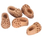 5Pcs Shoes Wood Pendant Peach Wooden Tiger Head Shoe Baby Ty Craft Accessories