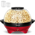 Yabano Popcorn Maker Machine, 5L Popcorn Popper, Nonstick Plate, Electric Stirring with Quick-Heat Technology, Cool Touch Handles, Healthy Less Fat, 800W, RED