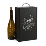 ONLY BOXES Pack of 4 Elegant Case for 2 Bottles of Cava with Handle, Recycled Cardboard, Metallic Printing Celebrations, Black - Silver, Garment Bag