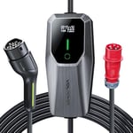 VDLPOWEREU Chargeur Voiture Electrique,11KW EV Chargeur Type 2, Cable Recharge véhicule Electrique 6-16A avec CEE 3-phasé Prise, IP65 (IEC 62196-2), Écran LCD