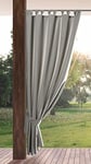 Eurofirany Garden Rideau Extérieur avec Onglet en Haut - 1 pc. Rideau Imperméable, Coupe-Vent, Fermeture Velcro, Rideau pour Pergola, Gazebo, Terrasse, Pavillon, 155x240 cm, Gris Clair