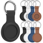 LUVSS 4 Pack Case for AirTag Tracker, Anti-Lost for AirTags Case Keychain Key Ring, Anti-Scratch for AirTag Holder Protective Cover for Apple AirTags Case - Black/White/Blue/Brown