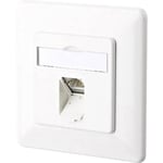 Prise réseau encastré insert avec plaque centrale et châssis CAT 6a 1 port Metz Connect 130C371002-I blanc pur