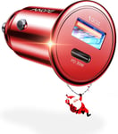 Chargeur Allume-Cigare Usb C 12 V Pour Iphone 16/15/14/13/Pro Max Plus, Ipad, Samsung (Rouge).[F1217]