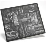 Placemat Mousemat 8x10 BW - Radios Cassette Player Retro Music  #36180