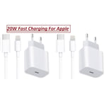 2 Pack iphone 20 W Snabb Laddare med 2 Pack 2 M kabel