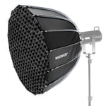 NEEWER 35.4"/90cm Parabolic Softbox Bowens Mount, Quick Release with Diffusers/Grid/Bag for Video Continous Lighting CB60 CB200B MS60 MS150B Q4 Compatible with Godox Amaran 100x Aputure 600d, NS90P