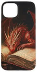 iPhone 15 Plus Aesthetic Gothic Red Dragon Reading Book Painting Bookish Case