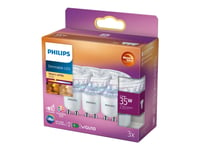 Philips - Led-Spotlight - Gu10 - 2.6 W (Motsvarande 35 W) - Klass F - Varmt Vitt Ljus - 2200-2700 K (Paket Om 3)