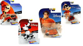 Disney Diecast Movie Character Cars 1/64 Hot Wheels Full Set Best of 4