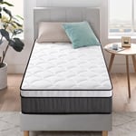 Zinus Matelas 90x190 cm - Épaisseur 25cm - Matelas à Ressorts ensachés et Mousse à mémoire de Forme - Matelas Hybride Confort - Matelas Orthopédique avec Soutien Ergonomique