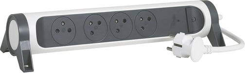 - Multipr Rotative Avec Interrupteur À Voyant Led + Disjoncteur + Indicateur De Charge - 4 Pr S Surface Avec Terre - Cordon 1,5M - Blanc Et Gris Foncé