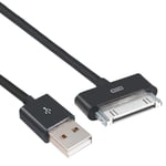 TRIXES Câble USB de chargement et de synchronisation de données 2M noir en plomb pour iPhone 3 3GS 4 4S et iPad 1, 2